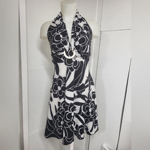 My Michelle Black & White Floral Halter Dress